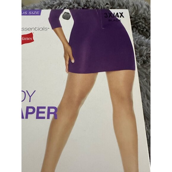2,Hanes Style Essentials Body Shaper Pantyhose 3X/4X Black Silky Sheer Leg Plus - Picture 5 of 9